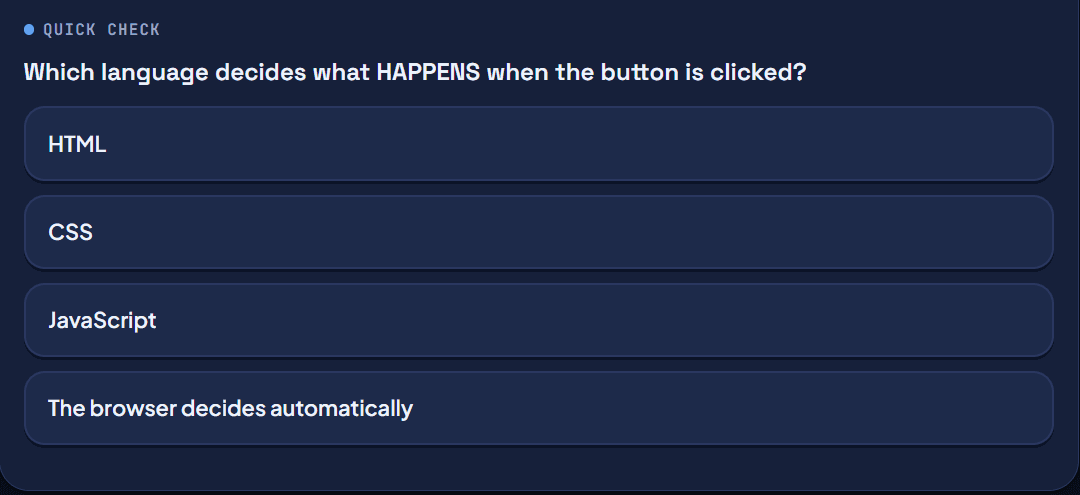 A Decoded quick check question with four answer options to choose from.