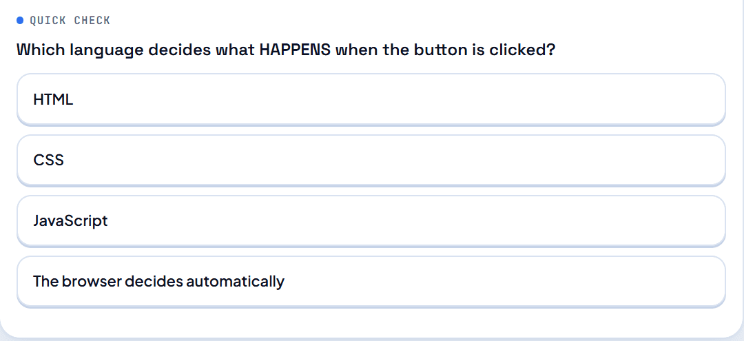 A Decoded quick check question with four answer options to choose from.